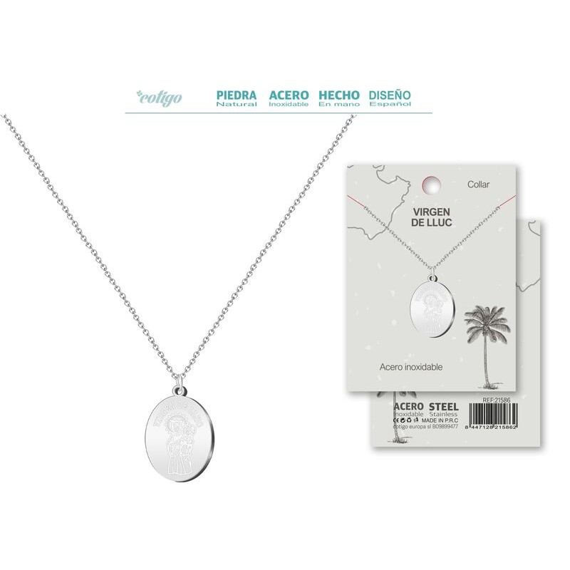 Colgante Virgen De Lluc Acero Dorado - Coleccion Provincias (Mallorca)